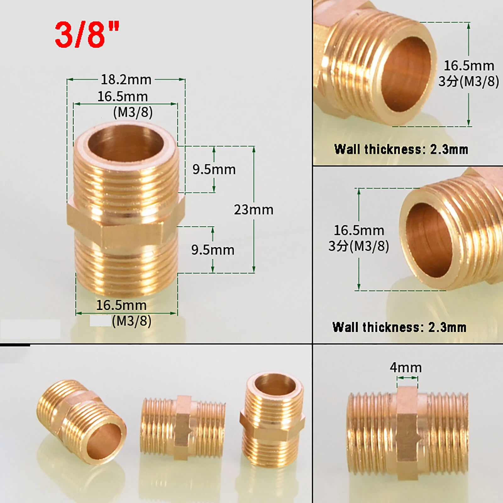 Brass Hex Nipple BSP Male to Male Pipe Fitting — Equal & Reducer