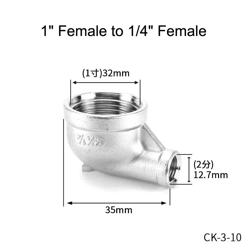 Stainless Steel BSP Reducer 90° Elbow Fittings — 1/8" to 1" Male & Female