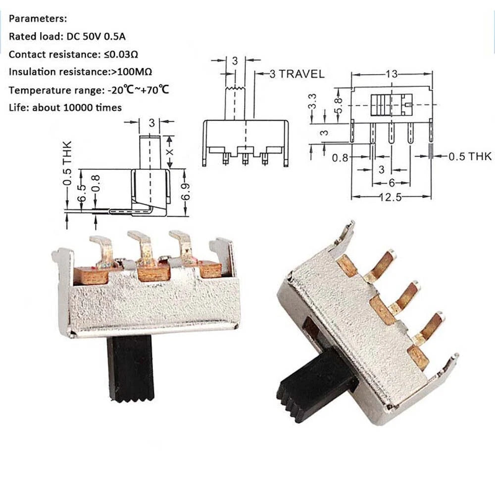 Miniature Slide Toggle Switch — 2/3-Position, Single/Double Row, Vertical & Horizontal, Through-Hole & SMD