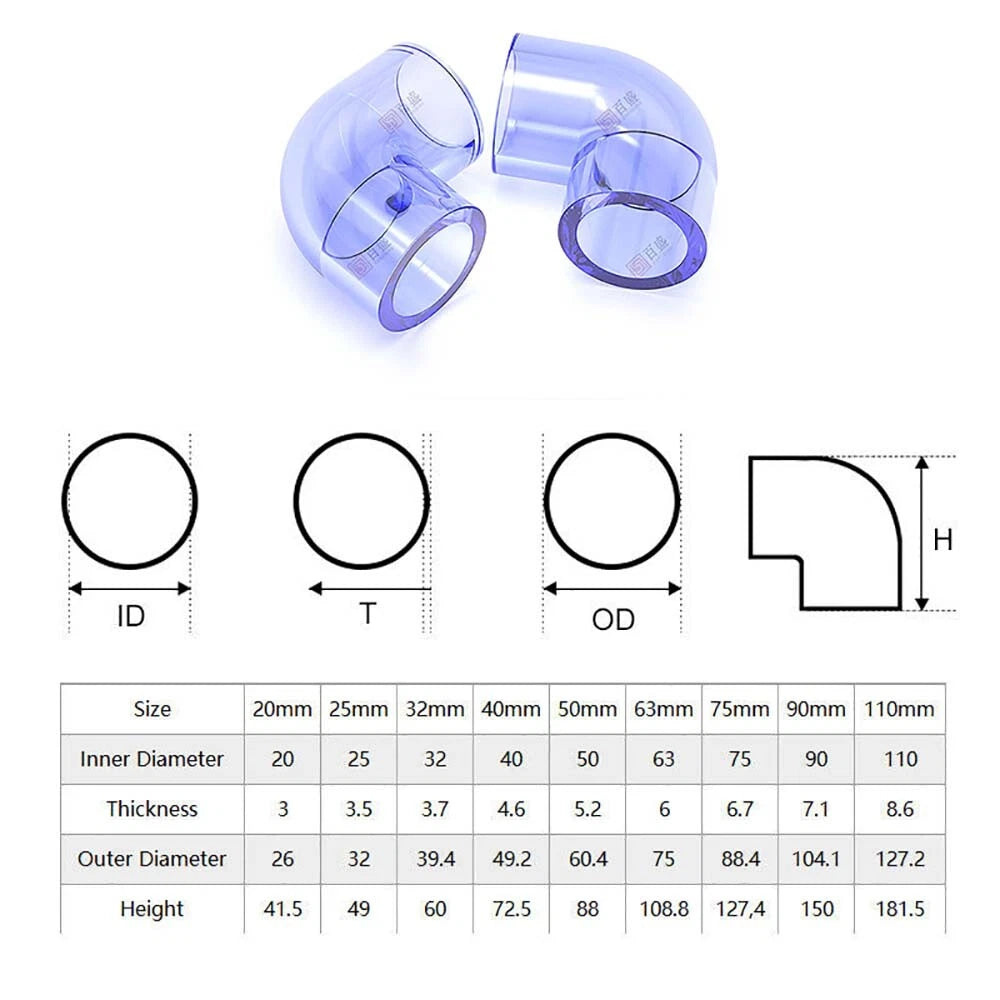 UPVC PVC Clear Plumbing Fittings Pipe For Aquarium Fish Tank Pond Solvent Weld