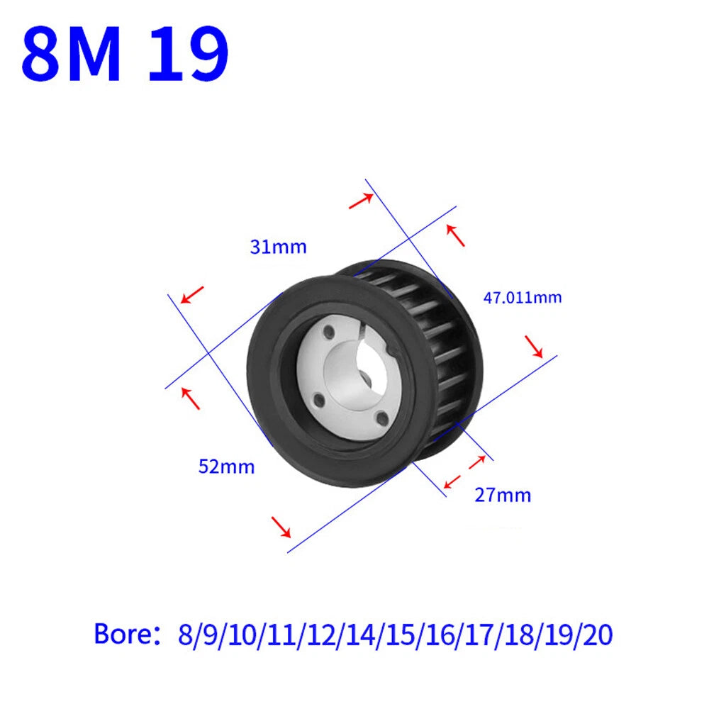 HTD-8M 18-60Teeth Timing Belt Pulleys With Expansion Sleeve Width 32mm 45# Steel