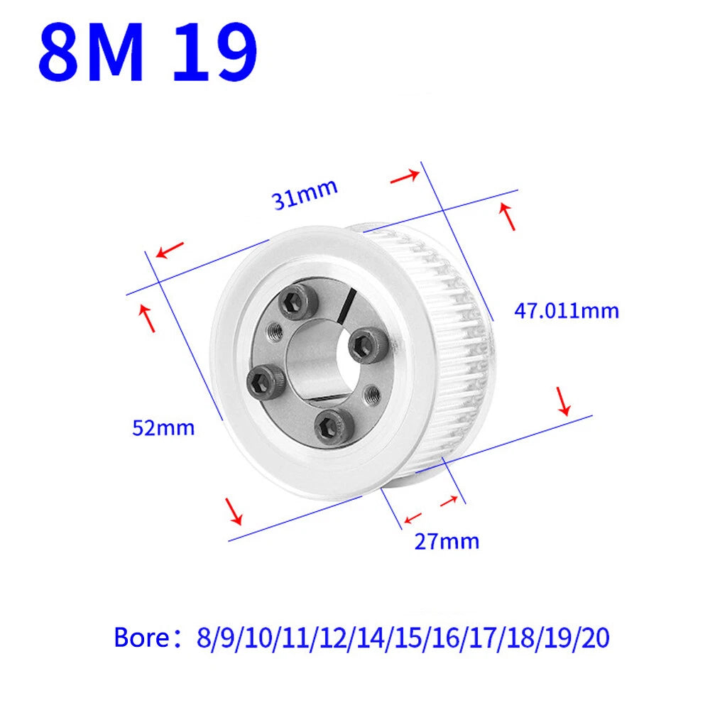 HTD-8M 18T-60T Timing Belt Pulley With Expansion/Tension Sleeve Teeth Width 27mm