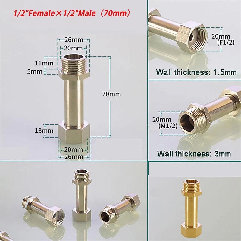 Brass Compression Fittings — Straight Coupling & Elbow Connector, 1/2" 3/4" 1" Female/Male