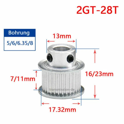 GT2 Timing Belt Pulley 16T - 100T Synchronous Wheel for 6 mm width Drive Belts