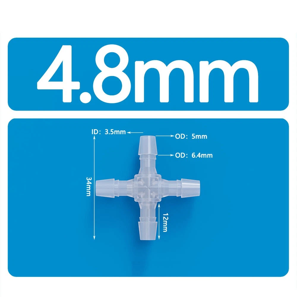X Piece & Side 4-Way Plastic Hose Pipe Connector — Water Oil Gas Air Joiner
