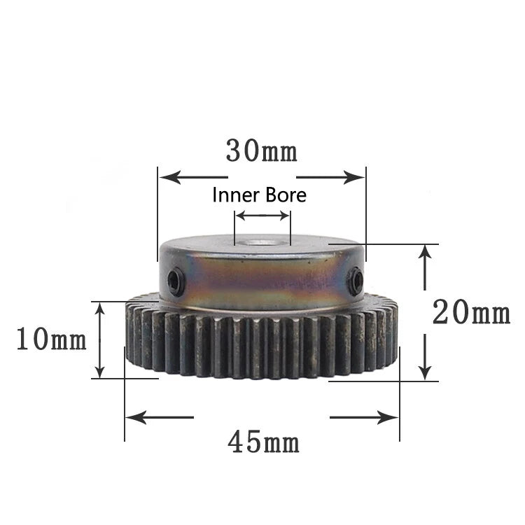 Steel 45# Mod 1 Spur Pinion Gear 40-80 Teeth Motor Gear 6-25mm Bore With Screw