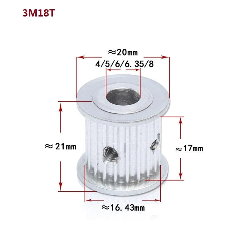 HTD-3M 14-120T Timing Belt Pulley Pitch 3mm Without Step Drive Pulley Width 16mm