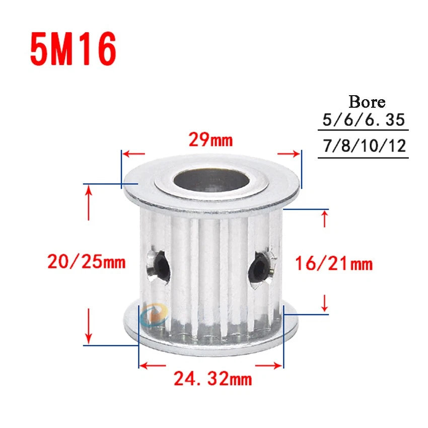 HTD-5M 10T-60T Timing Belt Pulley AF-Type Bore 5-25mm, For 15mm Width Belt