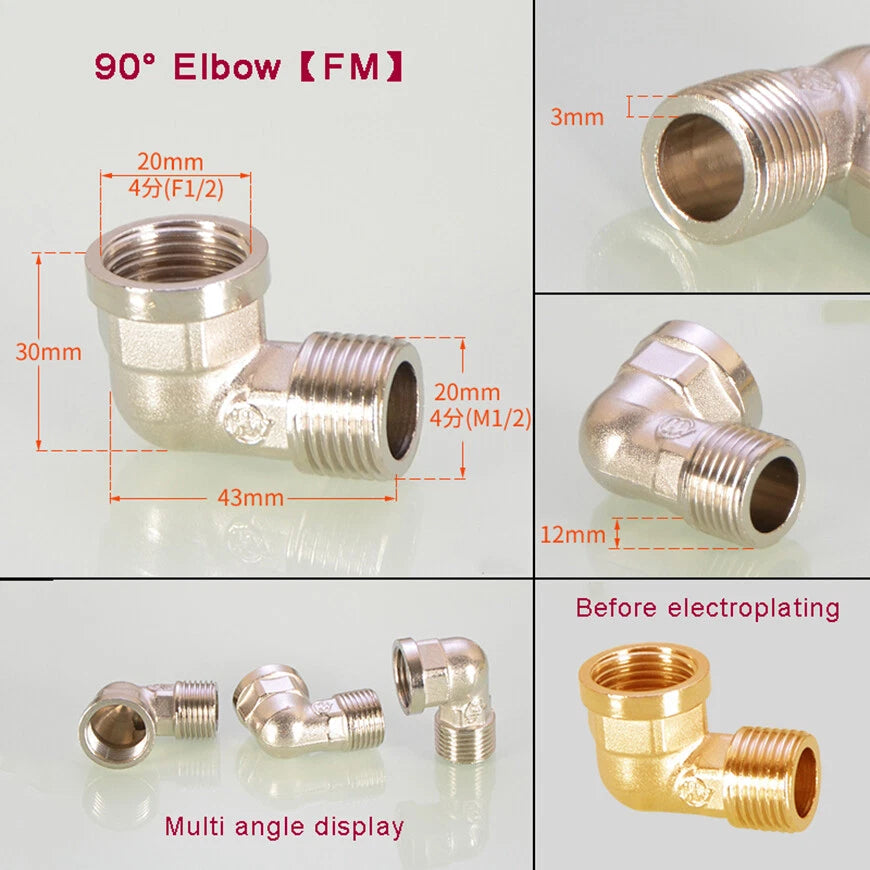 BSP 1/2" Brass Pipe Fittings – Tee, Elbow, Cross & Y-Connector