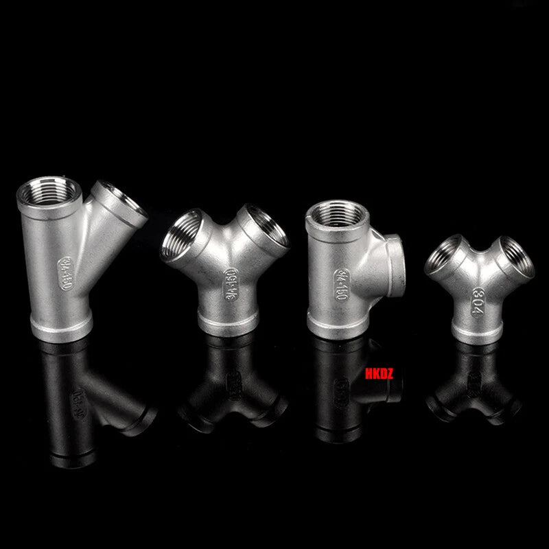 304 Stainless Steel BSP 3-Way Pipe Fitting — 1/4" to 2" Female & Male Thread Tee Connector