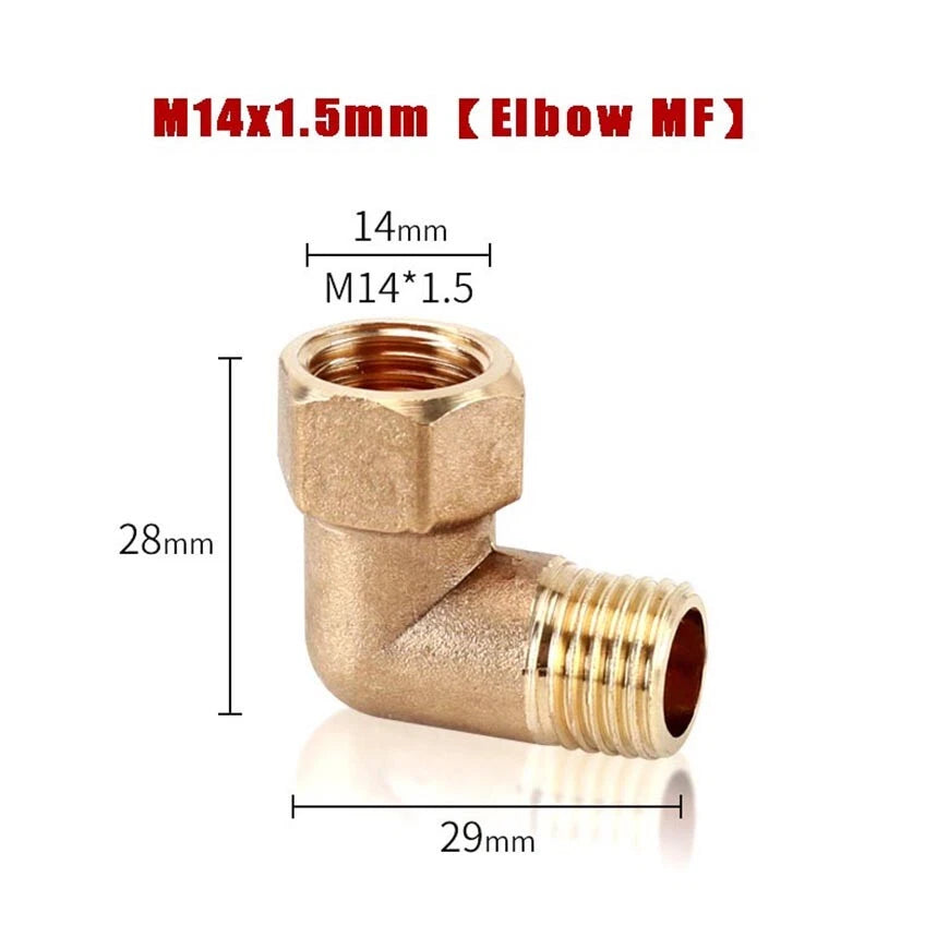 M14x1.5mm & M22x1.5mm Brass Pipe Fittings — Straight, Elbow, Tee, Cross, Coupler Adapters