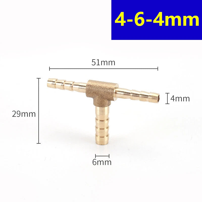 Brass Barbed T-Piece Hose Joiner Reducer Tee Connector — Air, Water & Fuel Fittings