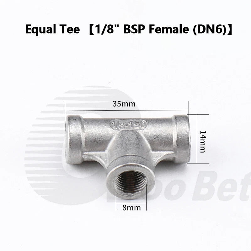 304 Stainless Steel BSP Pipe Fittings — Tee, Cross & Reducing Connectors 1/8"–2"