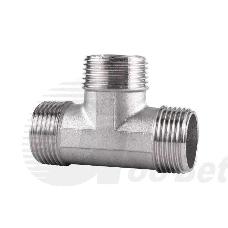 304 Stainless Steel BSP Tee Pipe Fitting — Male & Female Thread, 1/2" to 2"