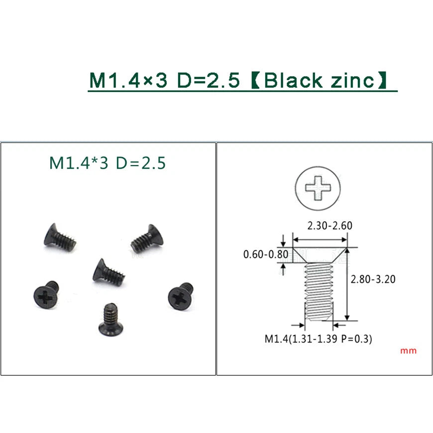 M1–M1.8 Phillips Countersunk Flat Head Machine Screws – Carbon Steel or 304 Stainless, Multiple Finishes
