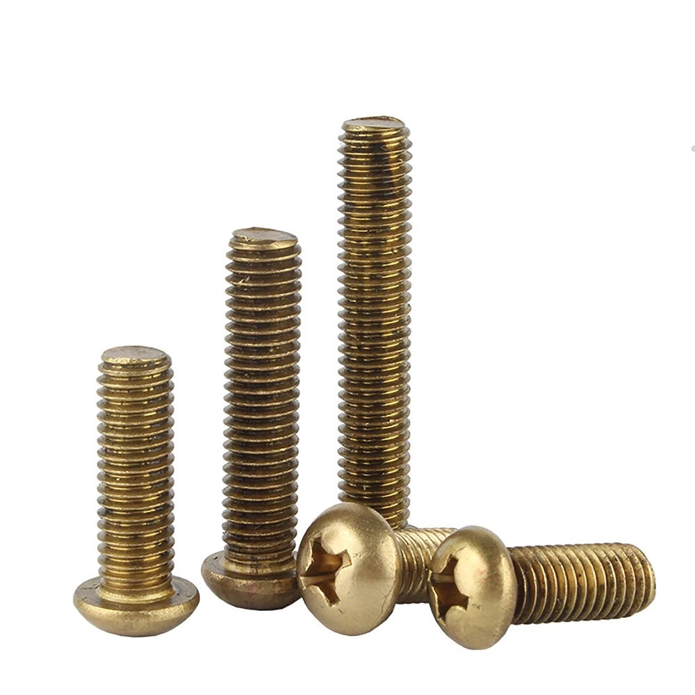 M4 M5 Solid Brass Pan Head Phillips Machine Screws — Multiple Lengths