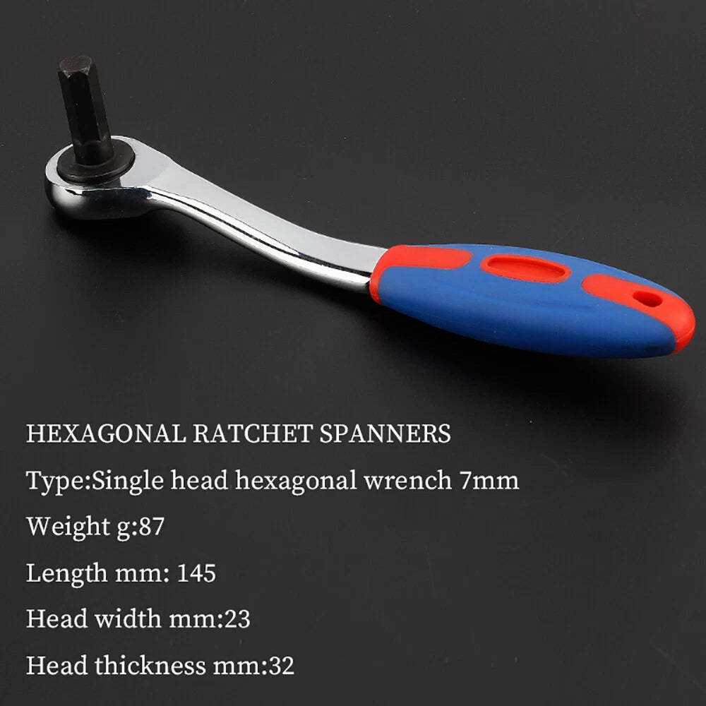 Steel Hex Ratchet Wrench Single Head Headed Hexagonal Ratchets Drive Ratchets