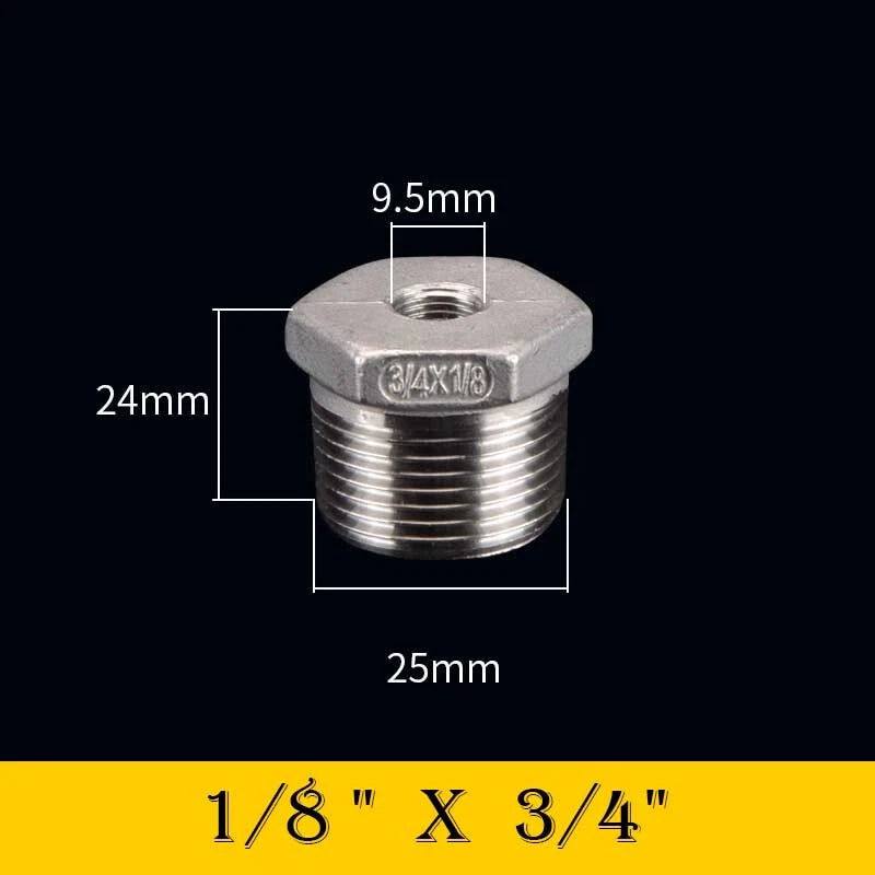 304 Stainless Steel Reducing Bush Adaptor | Male to Female NPT Pipe Fitting