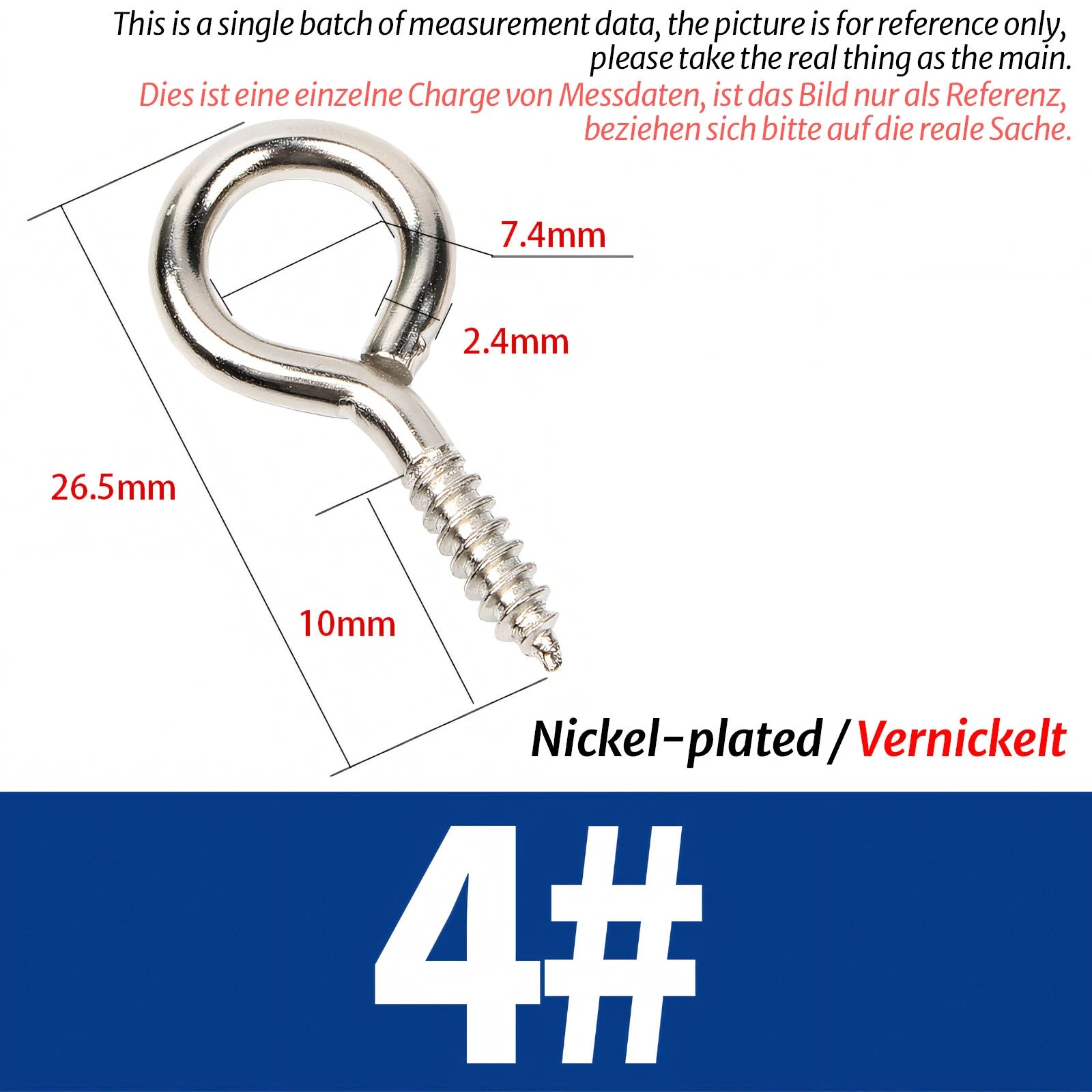Screw-In Eye Hooks & Open Hooks — Nickel, Zinc & 304 Stainless, 16–106mm, All Sizes