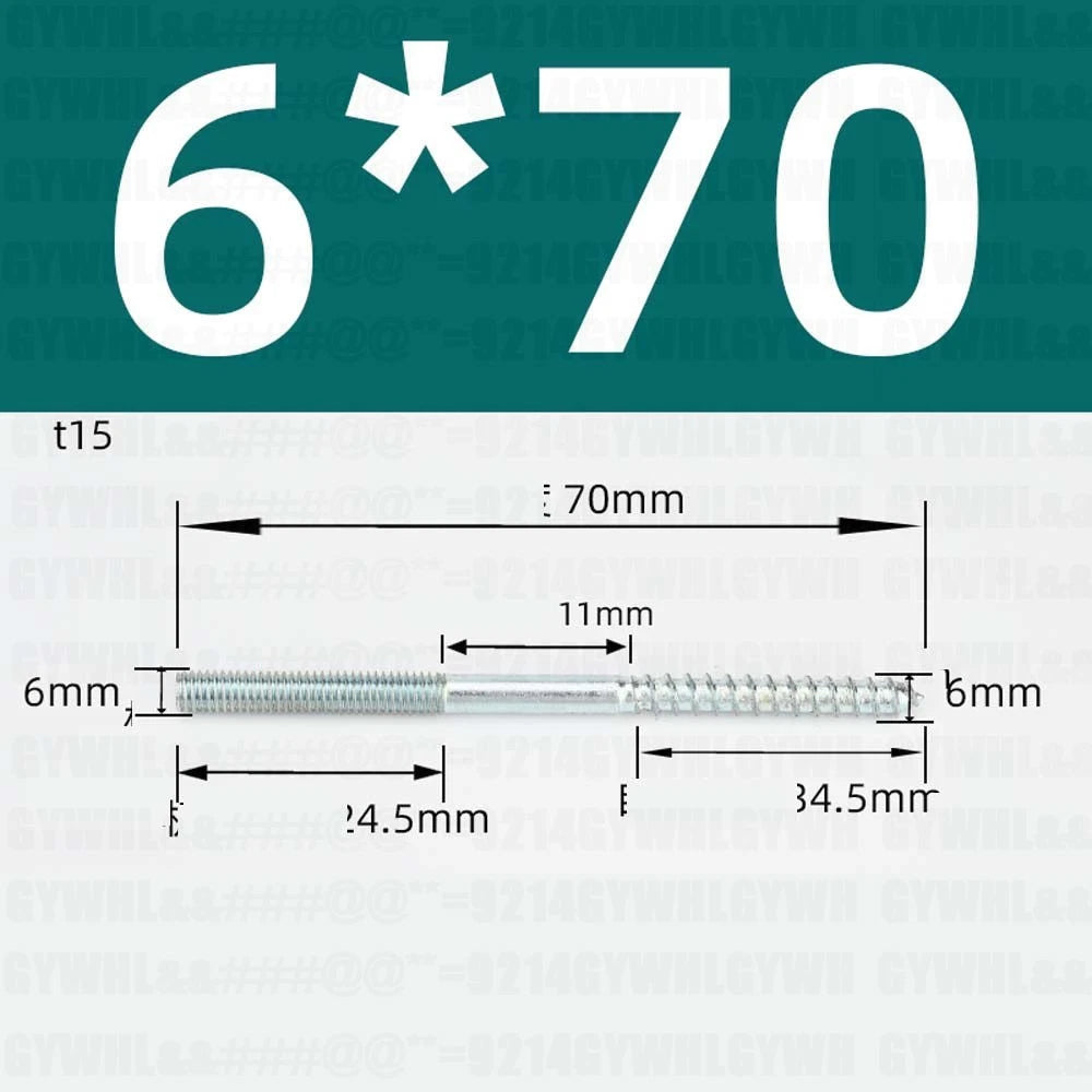 M6 M8 M10 Hanger Bolts – Zinc Plated Steel Torx Drive, Headless Furniture Wood Screws for Sofa Legs & Mounting