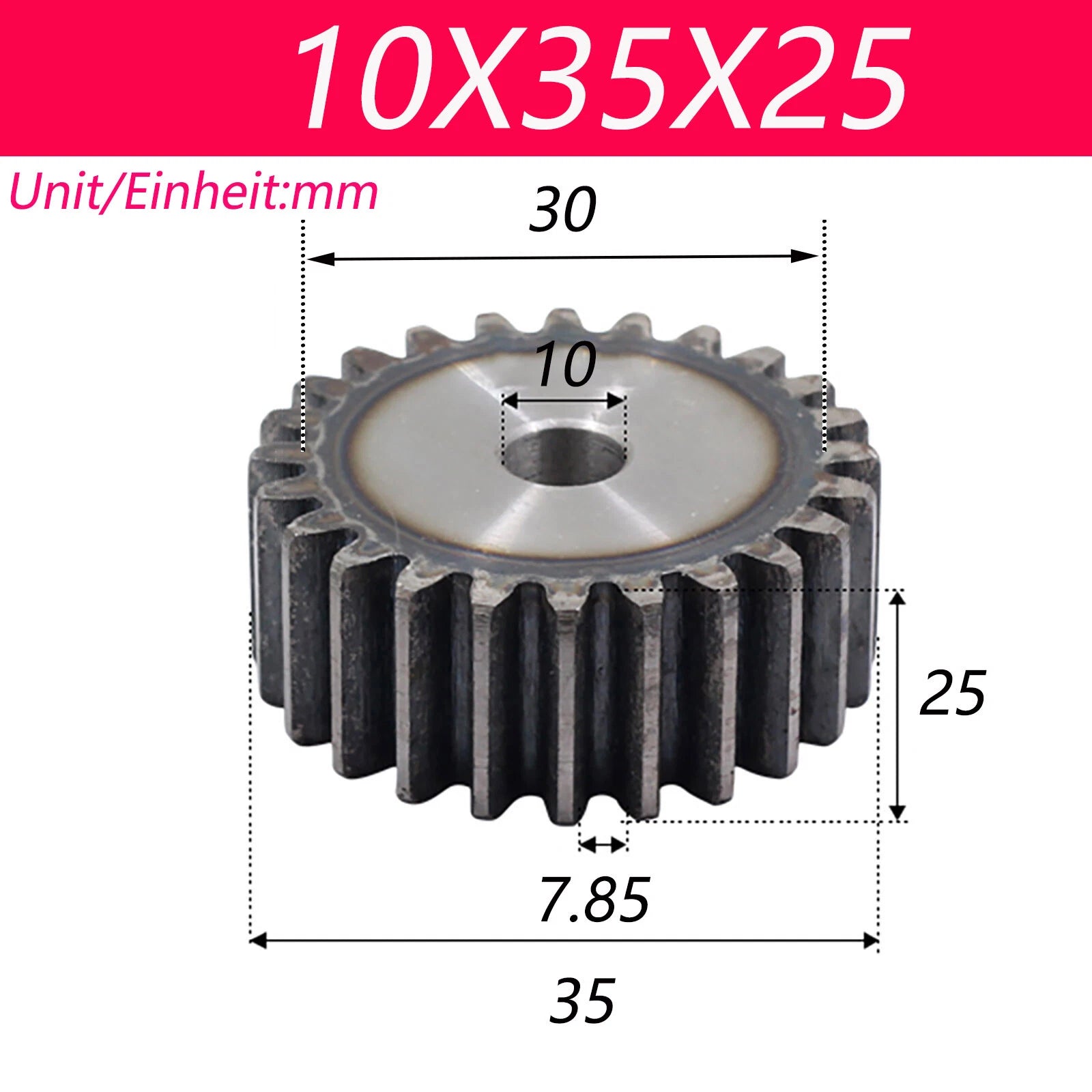 2.5 Modul 45# Steel Spur Gears Pinion Gear Thick 25mm 10-80 Teeth For 3D CNC