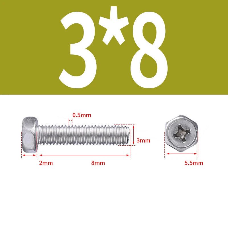 A2 Stainless Steel Hex Head Machine Screws – M3 M4 M5 M6 M8, Fully Threaded (304 Grade) - HomeDIYer