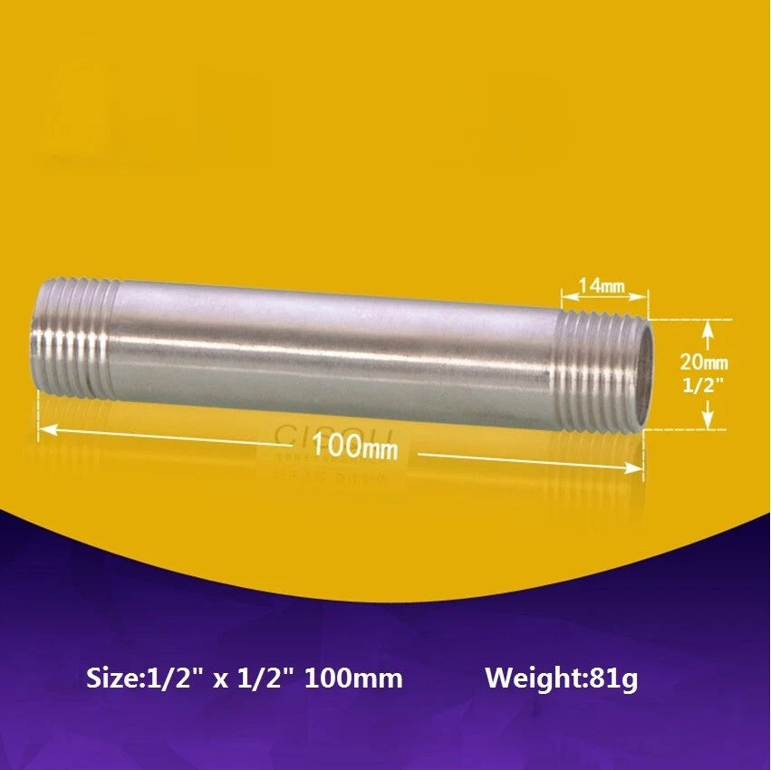 Stainless Steel BSP Male Threaded Double Nipple Pipe Extension Fitting | 1/2" 3/4" 1"