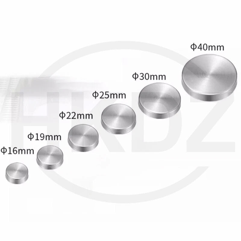 Stainless Steel Mirror Screw Cover Caps – Decorative Disc Plates for Glass, Mirrors & Furniture (16-50mm, Flat/Dome, Silver/Gold/Black/Rose Gold)