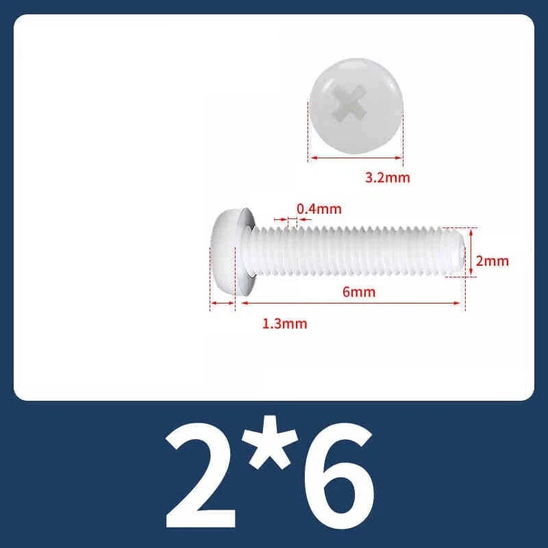 White Nylon Phillips Pan Head Machine Screws – M2 to M8, Non‑Conductive & Corrosion‑Free (PA66)