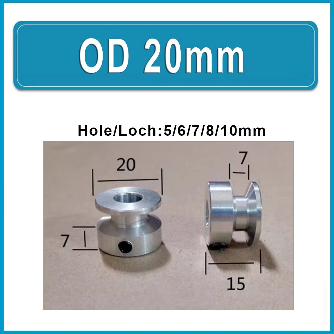 Aluminum V Grooved Pulley O Round Belt Pulleys For 6mm Width Belt OD 20mm-80mm
