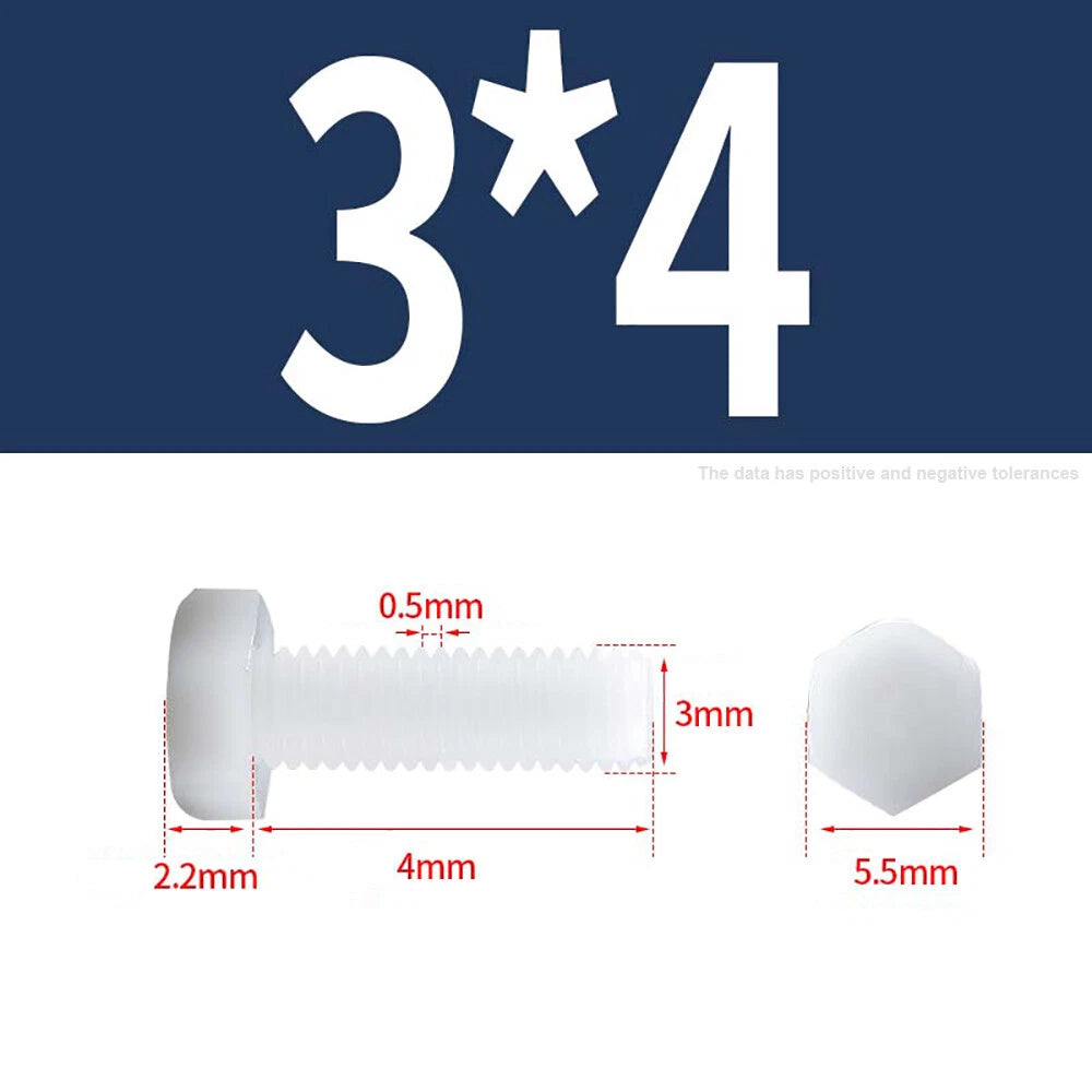 M3–M12 White Nylon Hex Bolts | Plastic Hexagon Head Machine Screws DIN 933