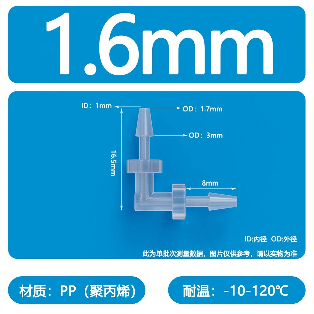 90° Elbow Plastic Barbed Joiner Reducer Connector Pipe Tube Hose Water 1.6-25mm
