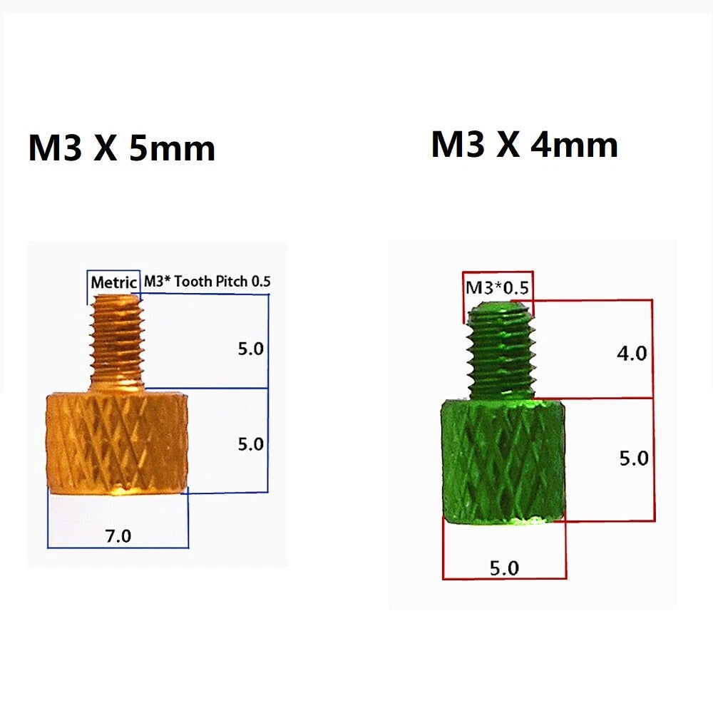 M3 Knurled Thumb Screws – Aluminium Alloy Hand Grip Knob Bolts (L: 4–6mm)
