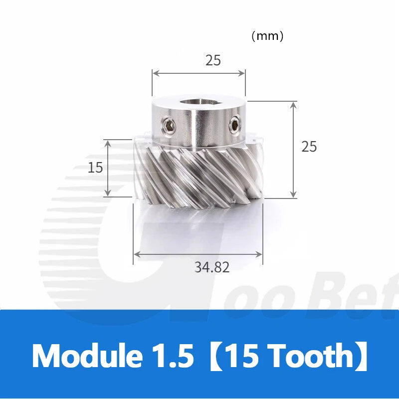 Helical Gear Stainless Steel Mod 1,5 45° Left-hand 10/13/15 Tooth Motor Pinion