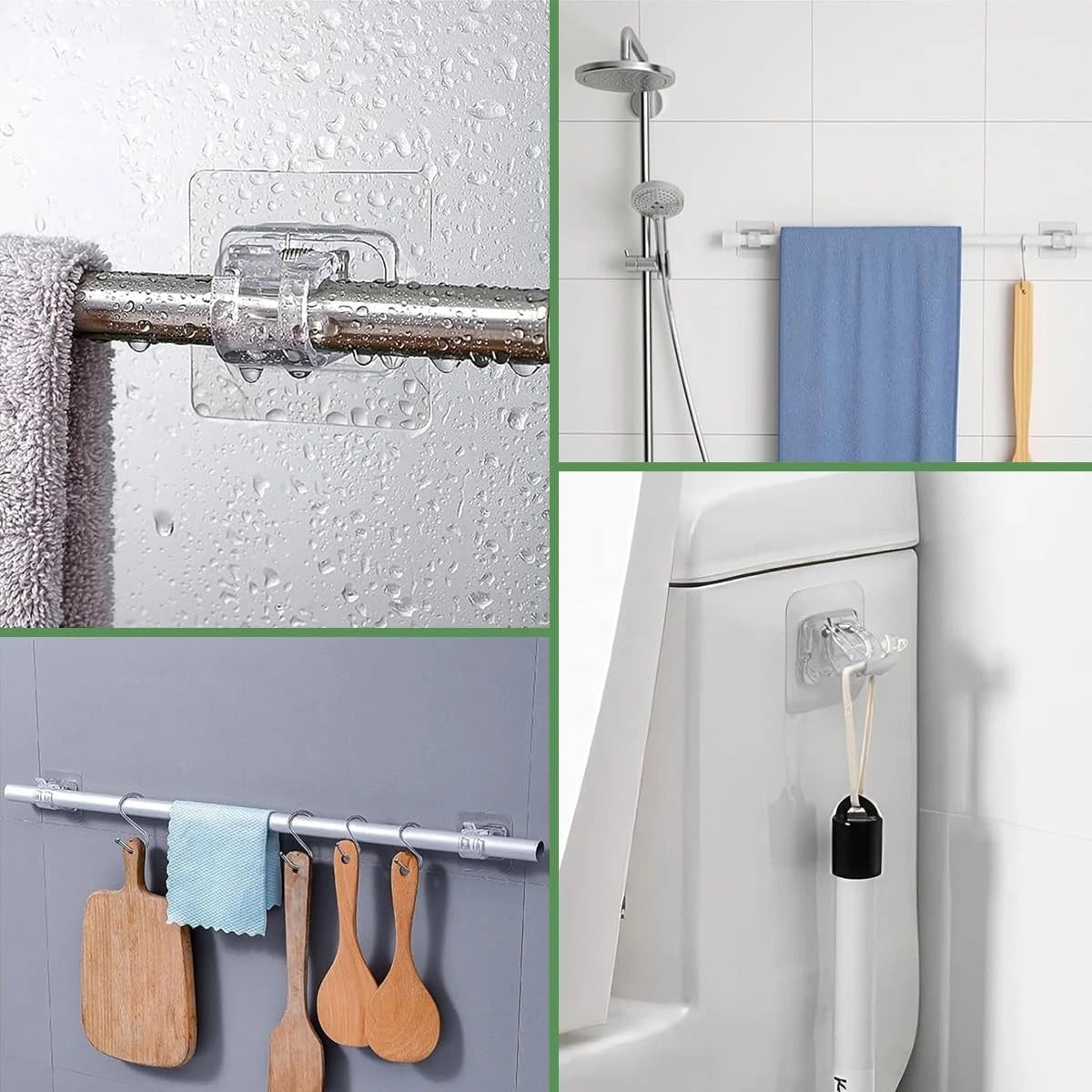 Self Adhesive Hooks Curtain Rod Bracket Pole Nail Free Adjustable Holder Hook