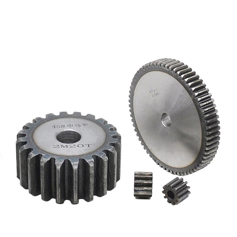 2 Modulus Spur Gear 10T - 55T Flat Gear 45 Steel Transmission Gears OD 24-114mm