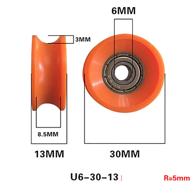 Round U Groove Bearings Guide Plastic-coated Bearing POM Pulley Roller Wheel