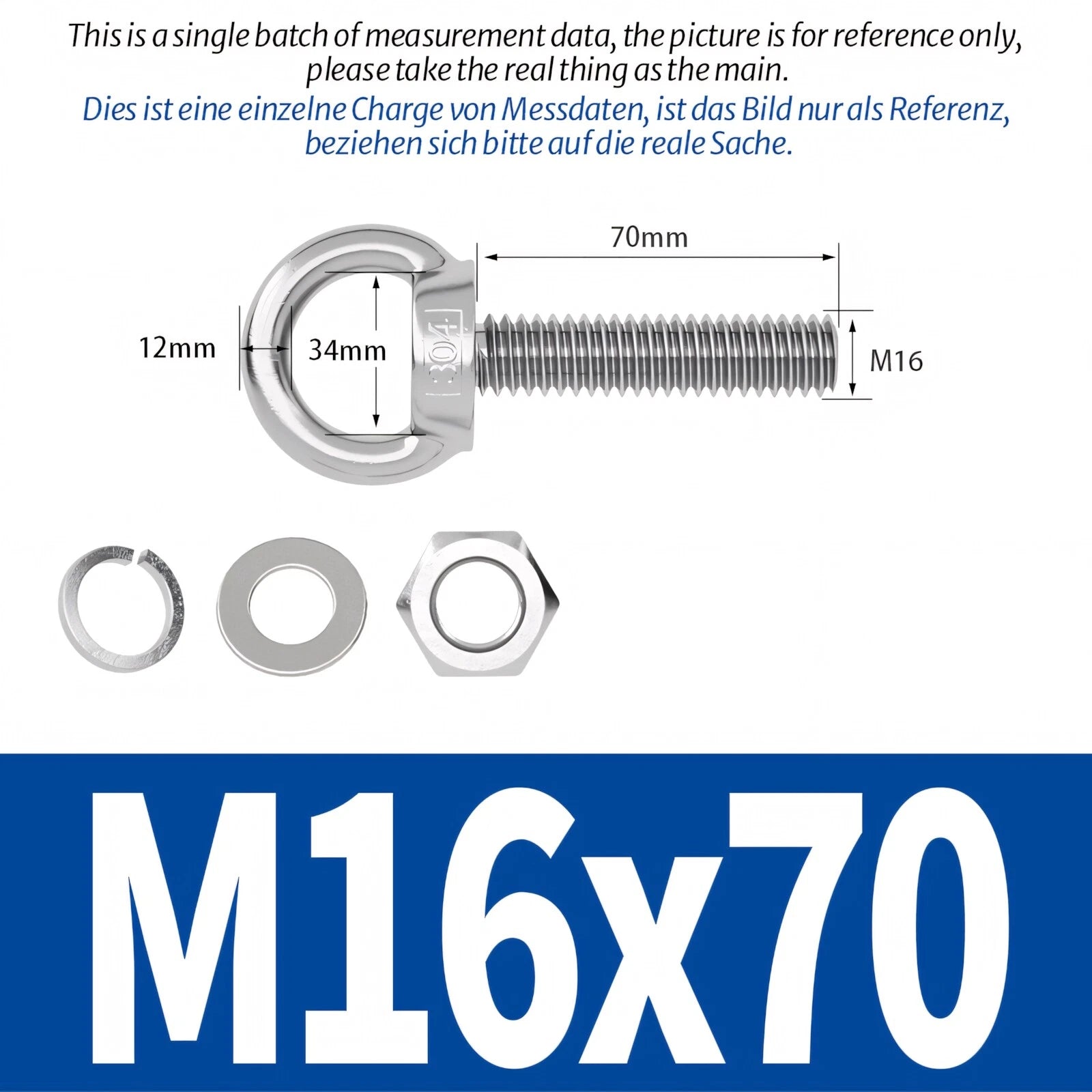 M3 M4 M5 - M20 Eye Bolts Kit Screws Nut Washer Long Boat Stainless Steel A2 304