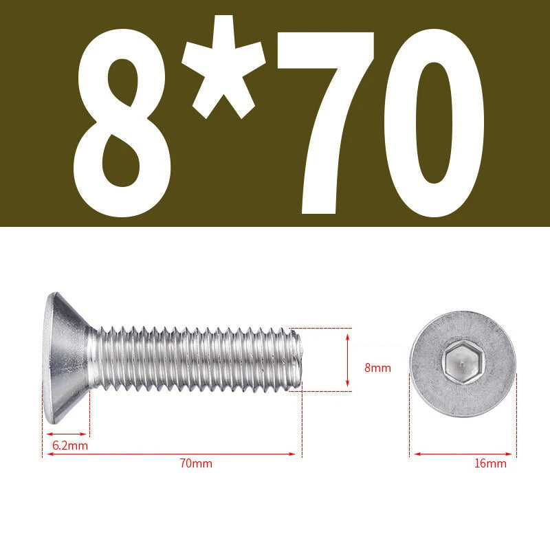 Allen Countersunk Head Screws V4A Steel Hexagon Socket Flat Head Machine Screw