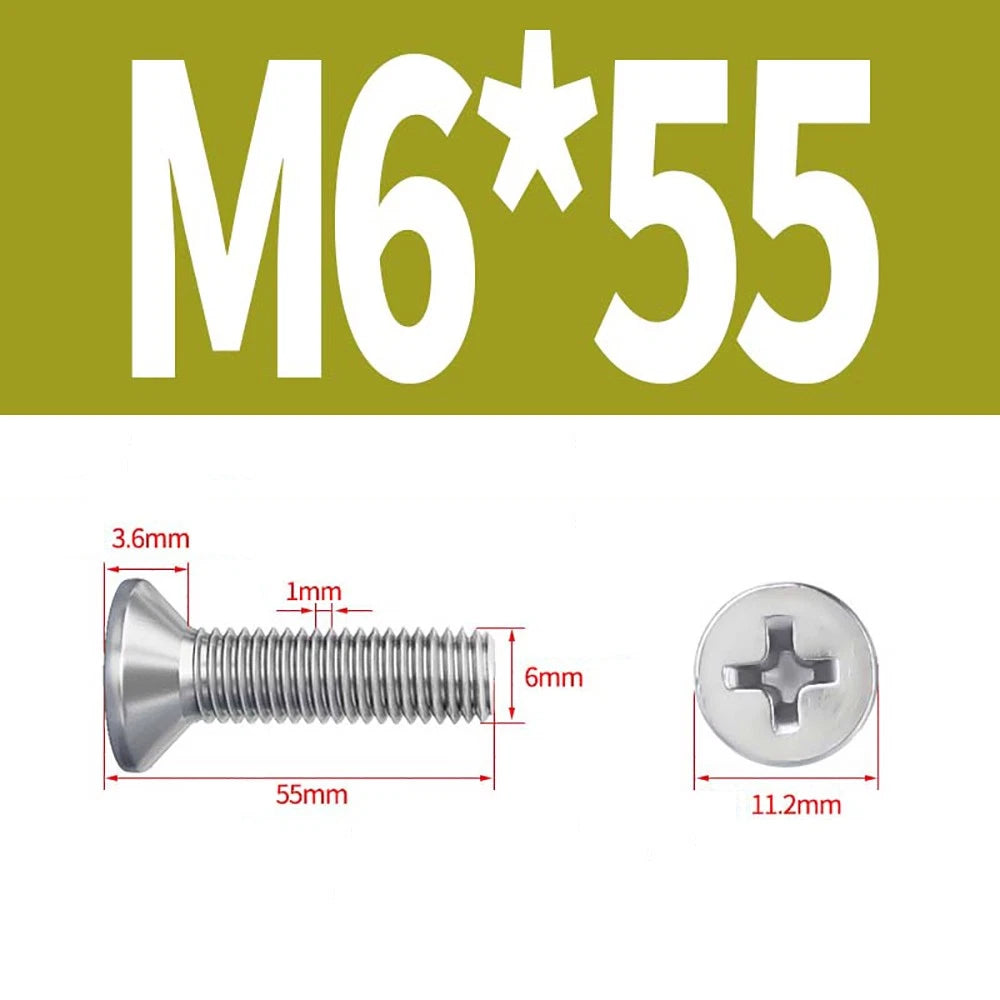 M2–M8 A4 Stainless Steel Phillips Countersunk Screws – Marine Grade, DIN 965, Fully Threaded (3–100mm)
