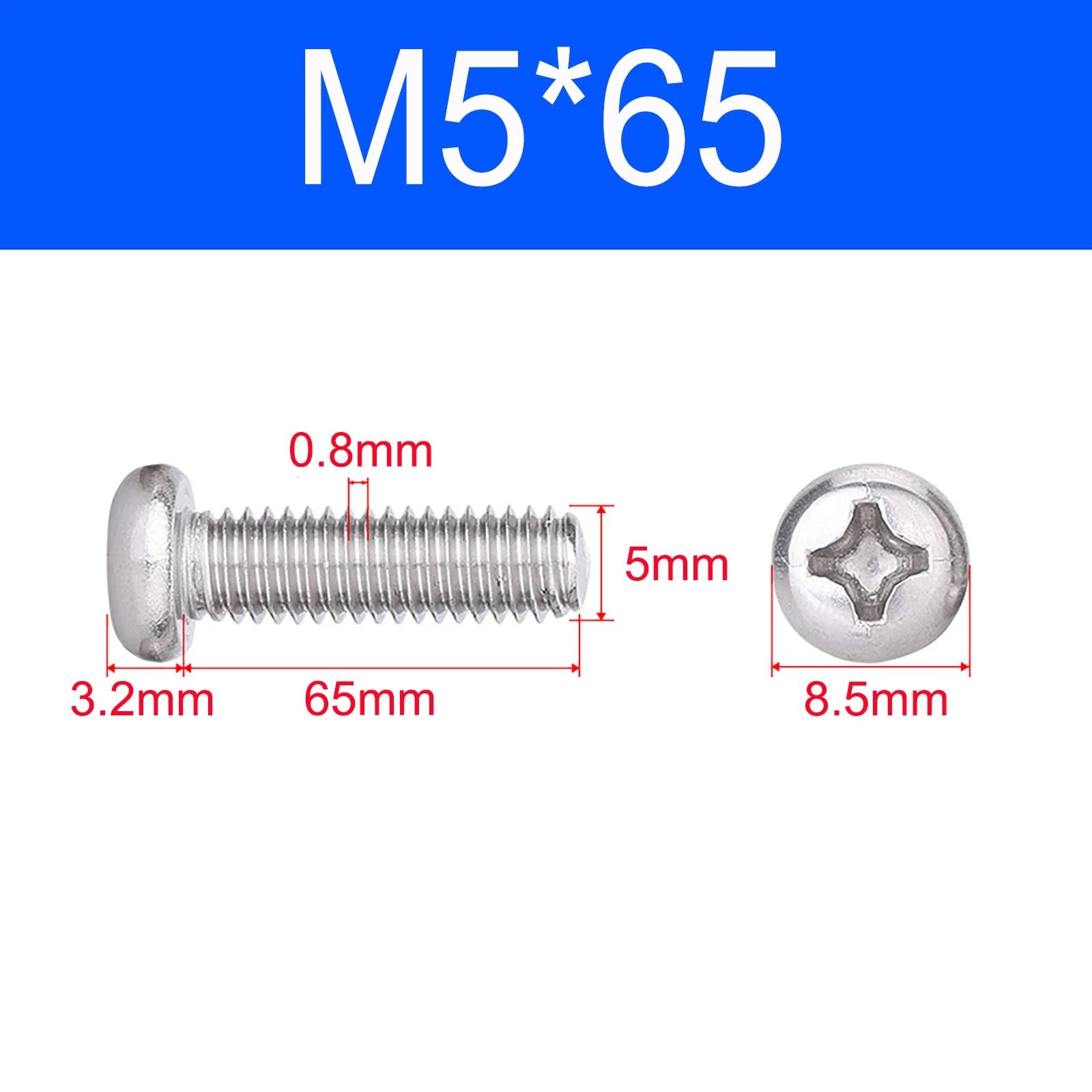 M3 M3.5 M4 M5 A2 Stainless Steel Pozi Pan Head Machine Screws DIN 7985