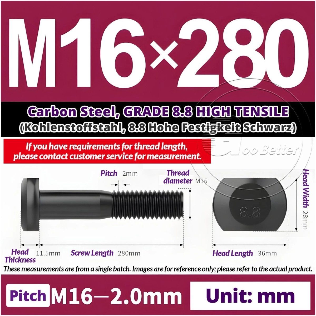 T - Slot Bolts M6 to M20 | Grade 8.8 High Tensile | T - Track Bolts 16mm–500mm - HomeDIYer