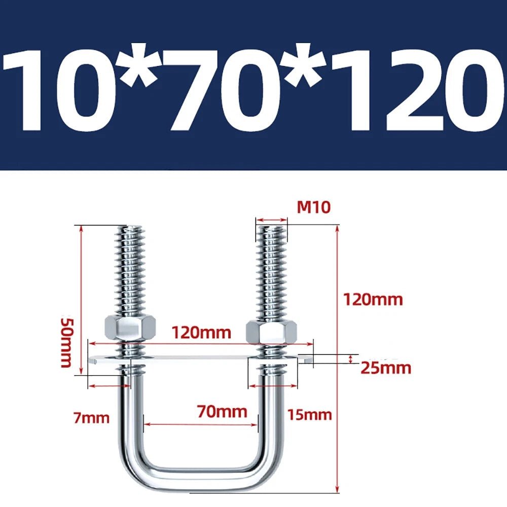 Square U - Bolts with Plate and Nuts – M6 M8 M10 M12 Zinc Plated, Trailer & Pipe Clamp Fasteners - HomeDIYer