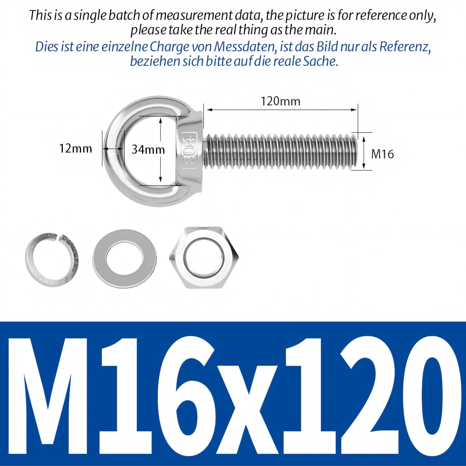 M3 M4 M5 - M20 Eye Bolts Kit Screws Nut Washer Long Boat Stainless Steel A2 304