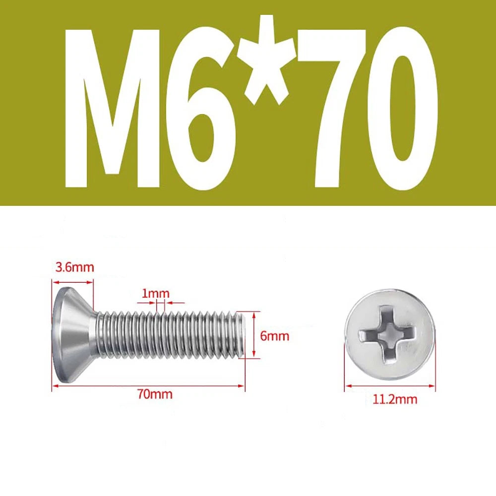 M2–M8 A4 Stainless Steel Phillips Countersunk Screws – Marine Grade, DIN 965, Fully Threaded (3–100mm)