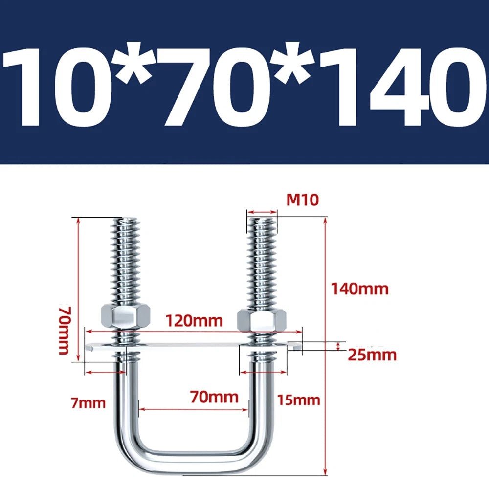 Square U - Bolts with Plate and Nuts – M6 M8 M10 M12 Zinc Plated, Trailer & Pipe Clamp Fasteners - HomeDIYer