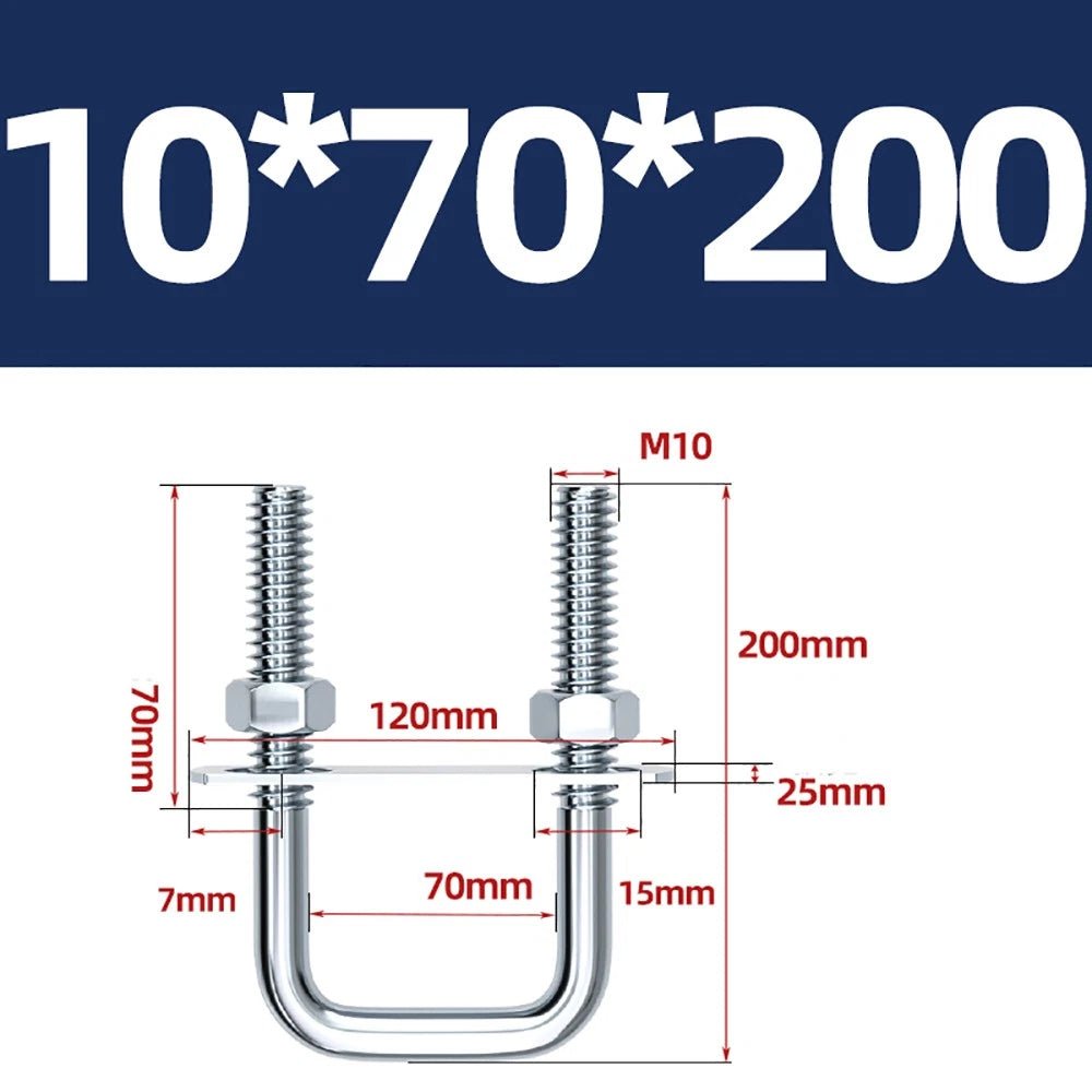 Square U - Bolts with Plate and Nuts – M6 M8 M10 M12 Zinc Plated, Trailer & Pipe Clamp Fasteners - HomeDIYer
