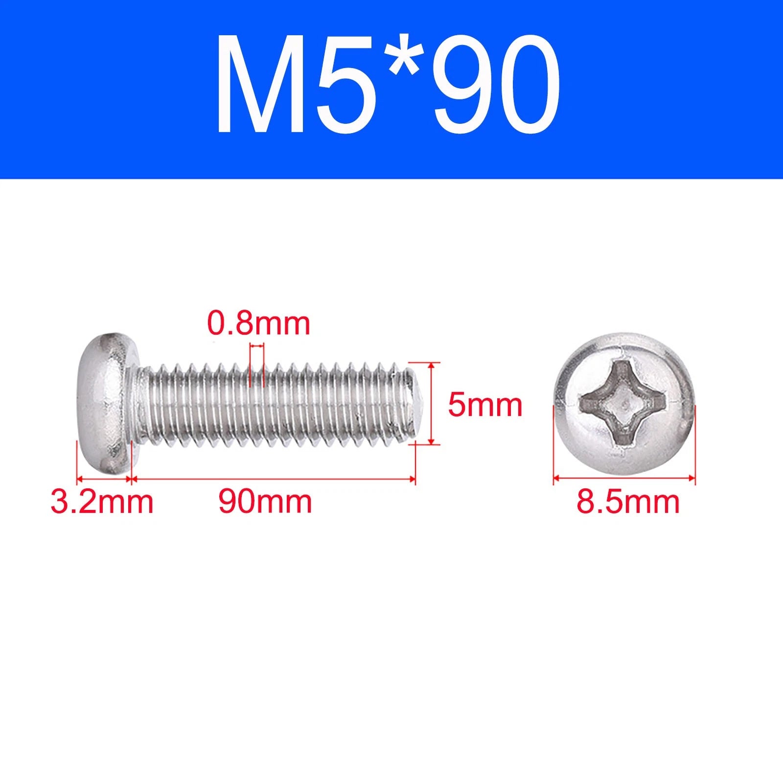 M3 M3.5 M4 M5 A2 Stainless Steel Pozi Pan Head Machine Screws DIN 7985