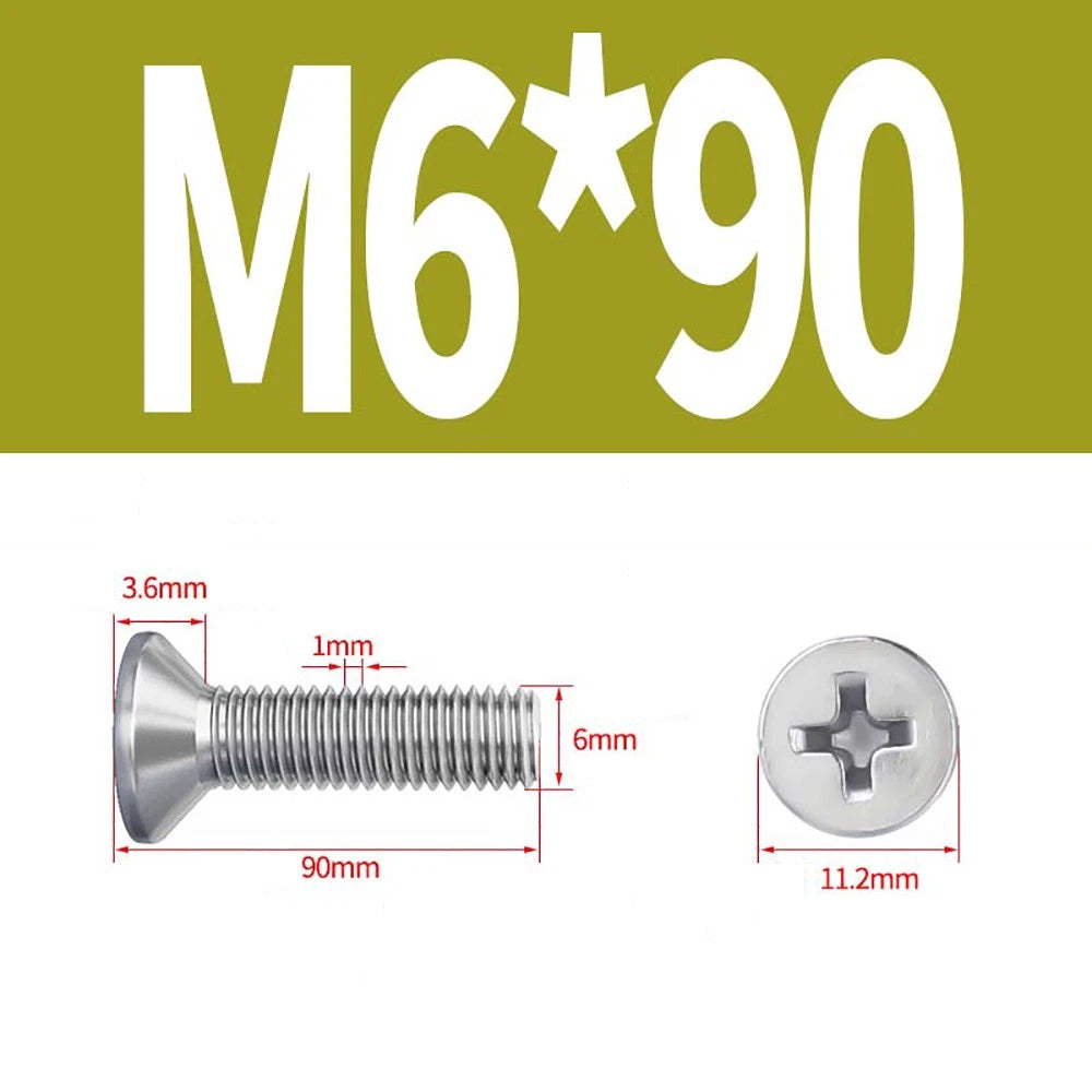 M2–M8 A4 Stainless Steel Phillips Countersunk Screws – Marine Grade, DIN 965, Fully Threaded (3–100mm)
