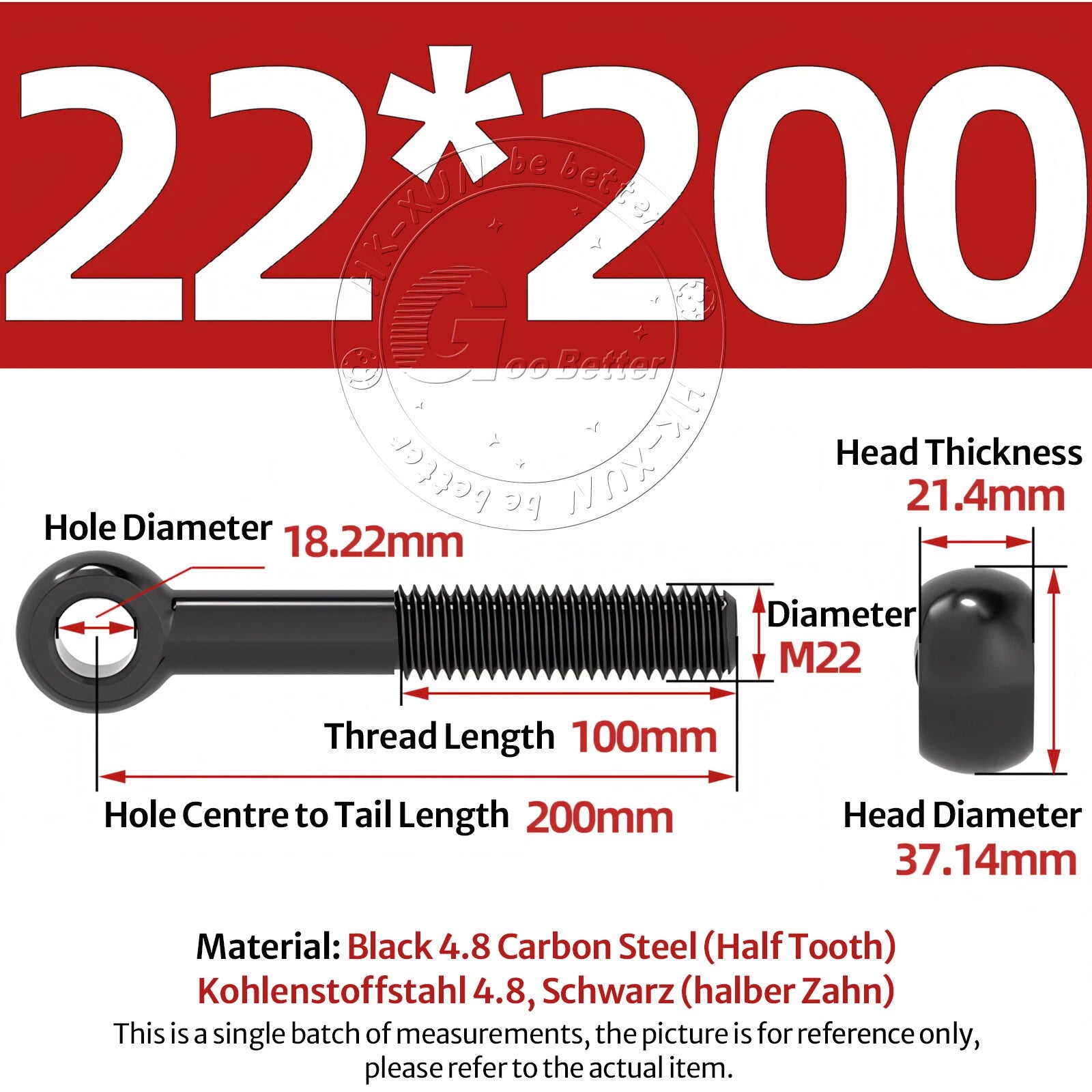 Eye Bolts Threaded Rings 4.8 Carbon Steel Catenary Wire Hanging Eyelet Screws